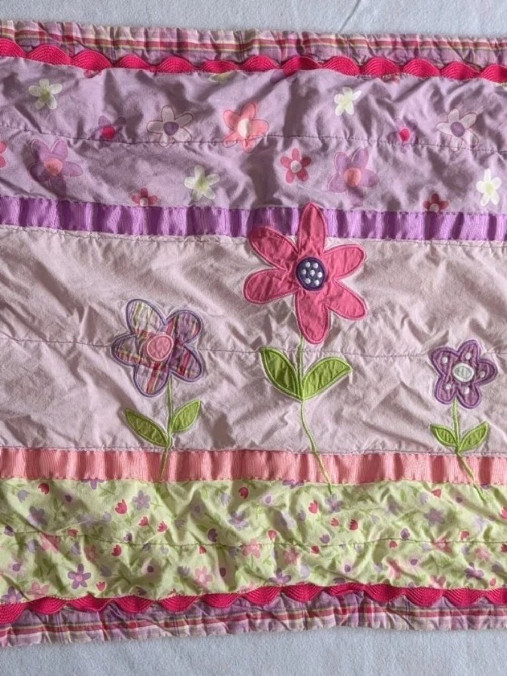 Circo Quilted Cotton Standard Sham Pink Flowers Embroidery Pillow Case Y2K